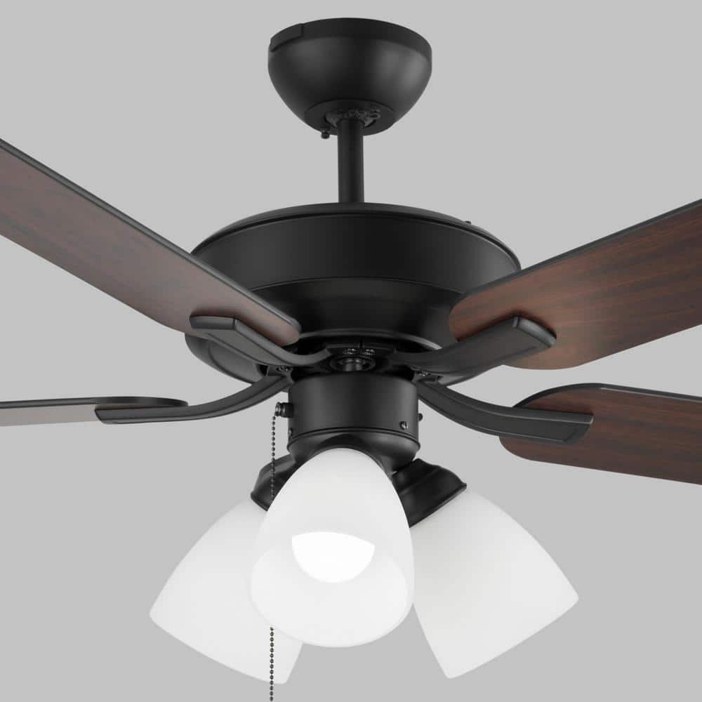 Midnight Black 52'' Ceiling Fan with Frosted Glass LED Lights