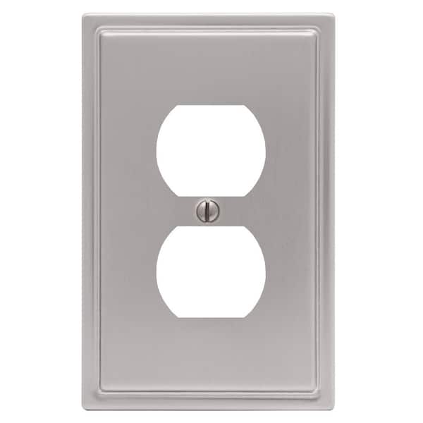 AMERELLE Moderne Brushed Nickel 1-Gang Duplex Outlet Steel Wall Plate (4-Pack)