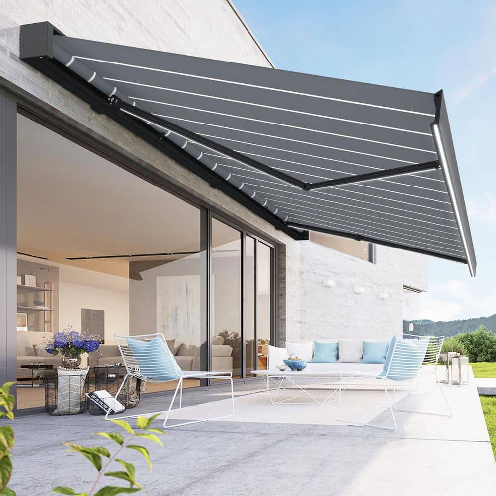 12 ft. x 10 ft. Royale Series Full Cassette Motorized Patio Awning in Cashmere Gray price history on PriceWatchPro