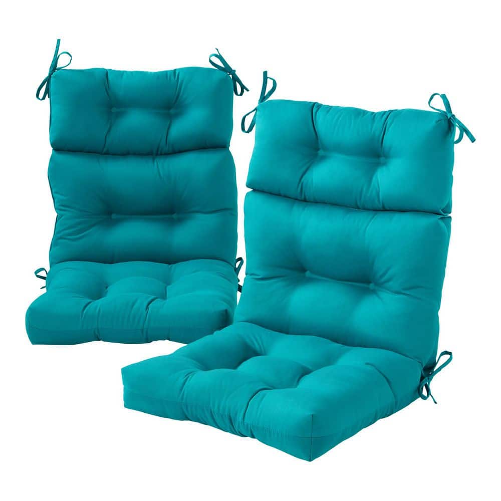 22 in. x 44 in. Outdoor High Back Dining Chair Cushion in Peacock (2-Pack) price history on PriceWatchPro