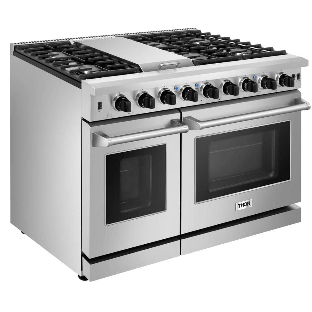 Thor Kitchen 48" Stainless Steel Dual Oven Gas Range with Griddle