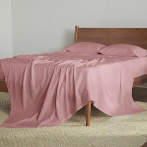 Hyper-Cotton 4-Piece Bed Sheet Set Breathable Cotton Blend Sheets Silky-Smooth Fabric Blush Queen