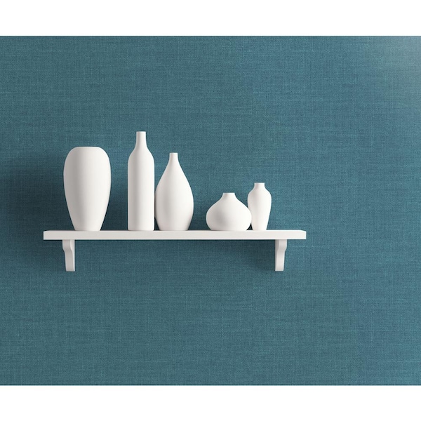 60.75 sq. ft. Victorian Teal Hopsack Embossed Vinyl Unpasted Wallpaper Roll