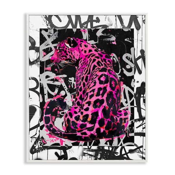 Stupell Industries Urban Graffiti Leopard by Svetlana Aleynikova White Framed Abstract Giclee Art Print 14 in. x 11 in.