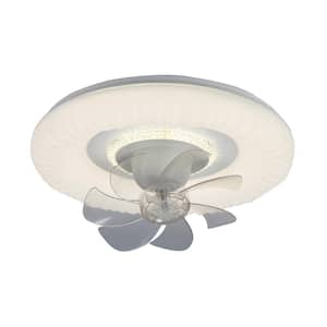 Bella 20 in. LED Indoor Italian Cream Smart App Control Flush Mount Ceiling Fan with Lights, 360-Degree Rotate