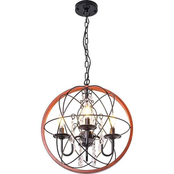 4 light Black Modern Chandelier Circle Pendant Light for Kitchen Island