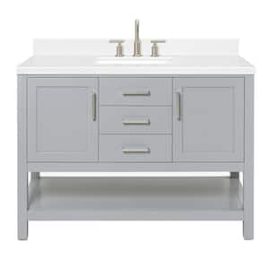 Bayhill 48.25 in. W x 22 in. D x 36 in. H Single Sink Freestanding Bath Vanity in Grey with Man-Made Stone Top