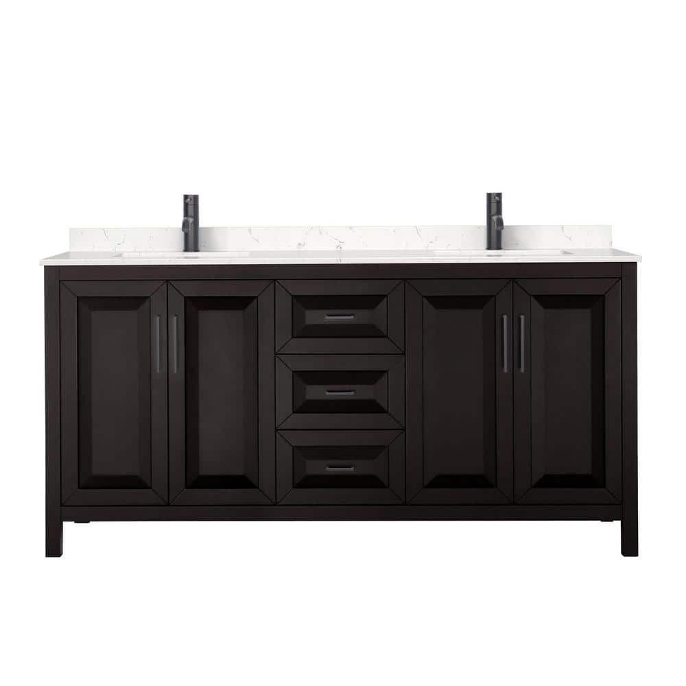 Daria 72'' Dark Espresso Double Bathroom Vanity with Carrara Marble Top