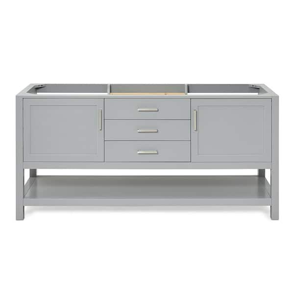 ARIEL Bayhill 72 in. W x 21.5 in. D x 34.5 in. H Double Freestanding Bath Vanity Cabinet without Top in Grey