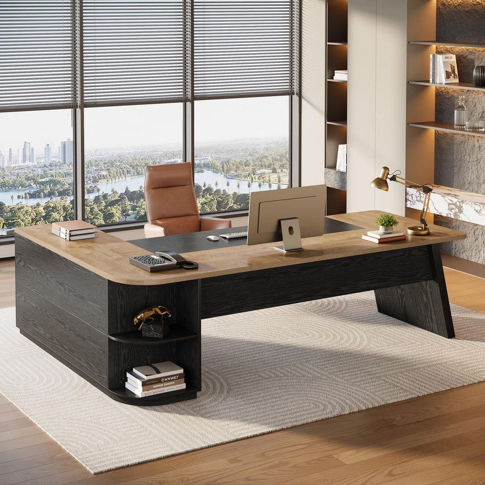 TRIBESIGNS WAY TO ORIGIN Halseey 79 in. L Shaped Brown and Black
