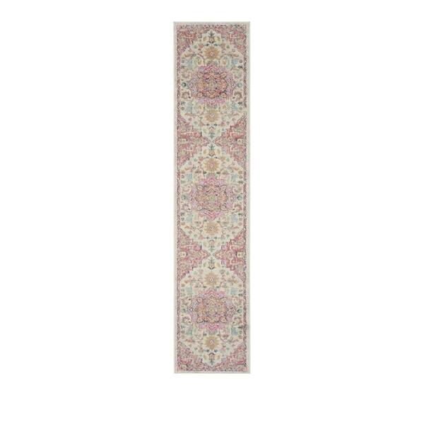 2 ft. x 10  ft. Pink Oriental Washable Area Rug Runner Rug