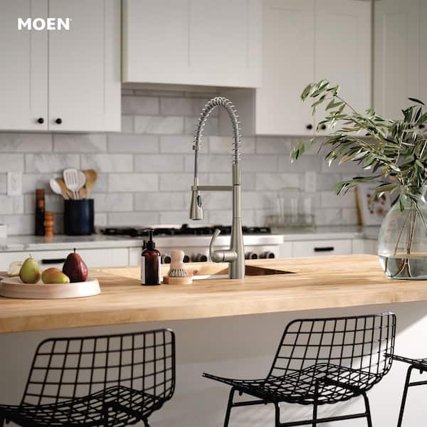 Essie Single-Handle Pre-Rinse Spring Pulldown Sprayer Kitchen Faucet with Power Clean in Spot Resist Stainless