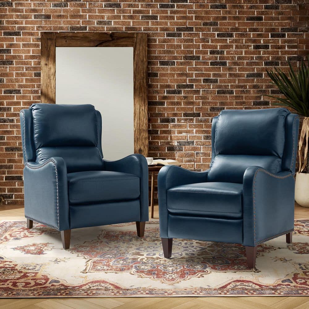 Turquoise Rocker Recliner JAYDEN CREATION Hyde Turquoise Leather Standard (No Motion) Manual ...