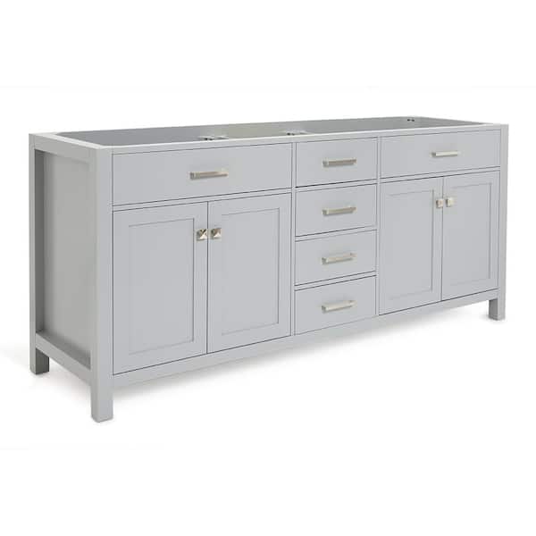 Bristol 72 in. W x 21.5 in. D x 34.5 in. H Double Freestanding Bath Vanity Cabinet without Top in Grey