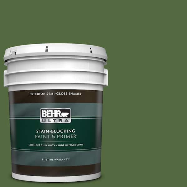 BEHR ULTRA 5 gal. #M380-7 Alfalfa Extract Semi-Gloss Enamel Exterior Paint & Primer