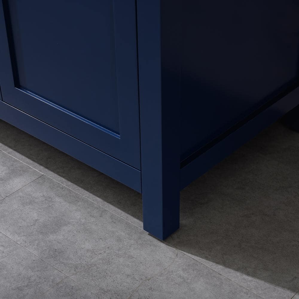 Navy Blue Double Freestanding Bathroom Vanity with Gold Hardware
