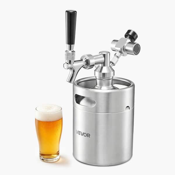 64 oz. Mini Keg, Pressurized Growler Tap System, 304 Stainless Steel Beer Kit, with Co2 Regulator, Self-Closing Faucet