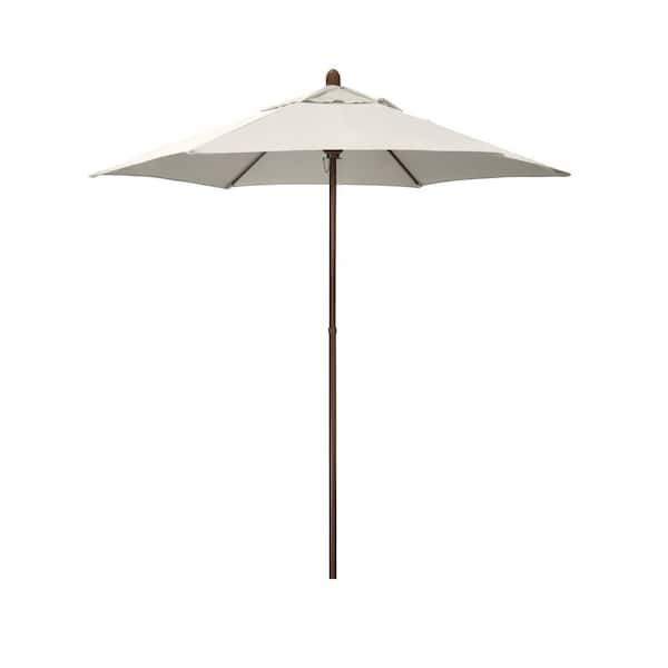 Astella 7.5 ft. Wood-Grained Steel Market Patio Umbrella with Push Lift in Natural Polyester