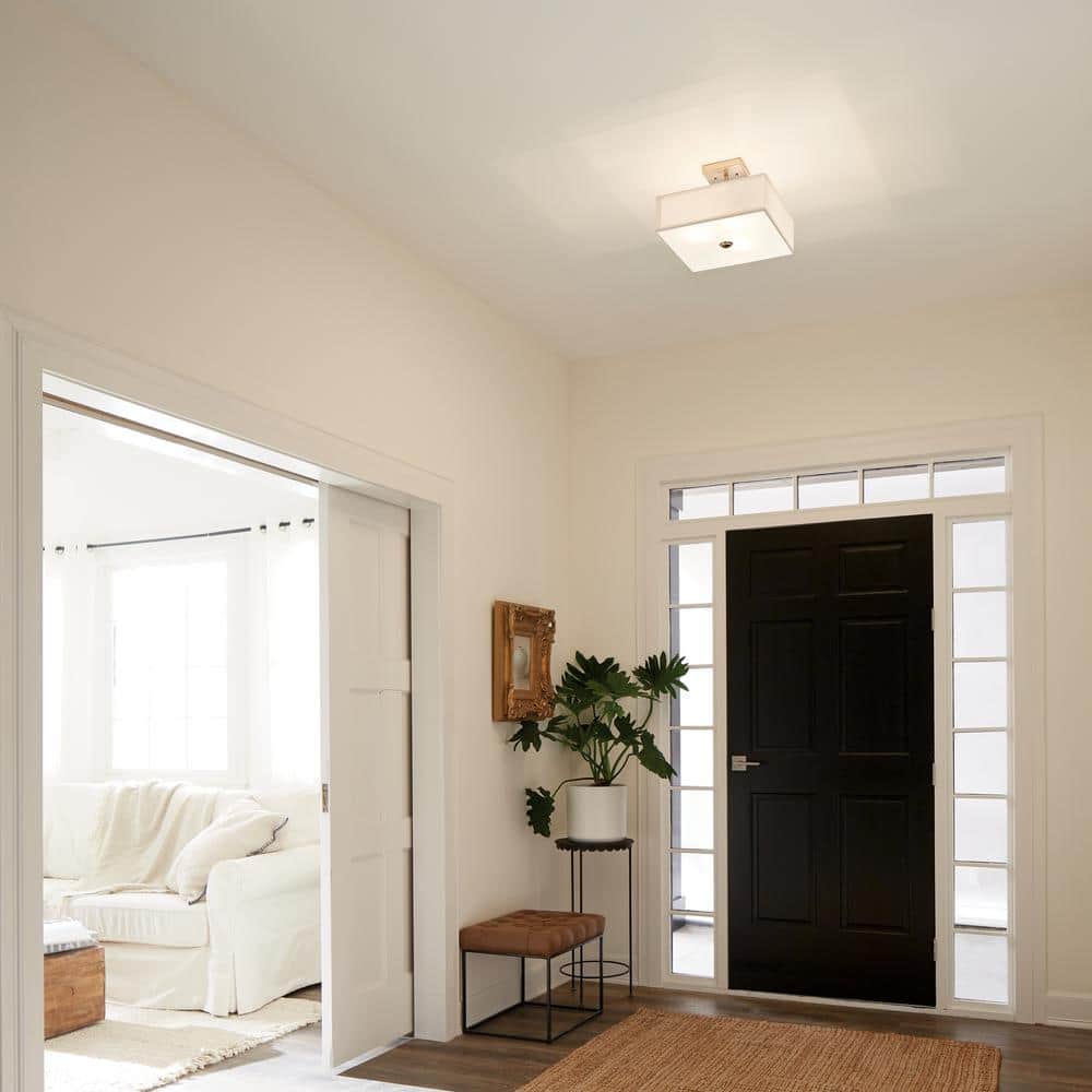 Elegant Urban 14" Brushed Nickel Square Semi-Flush Ceiling Light