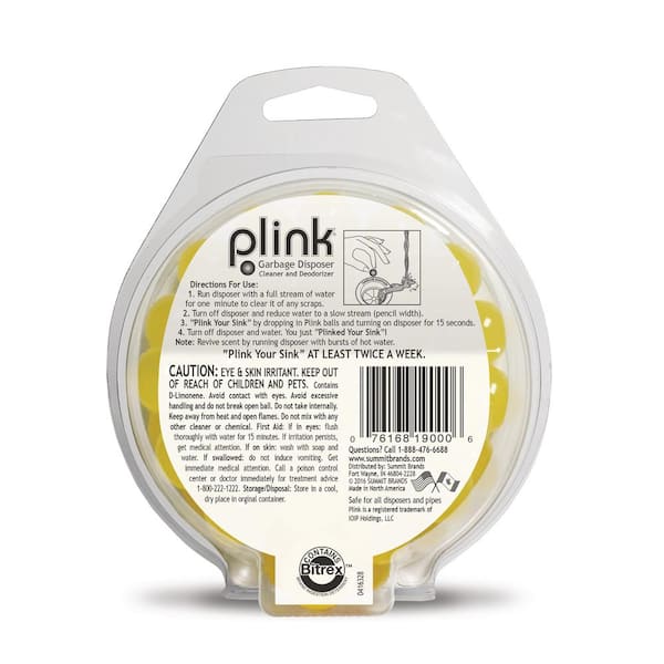 PLINK Garbage Disposer Freshener & Cleaner Fresh Lemon Scent Deodorizer 40 PACK 