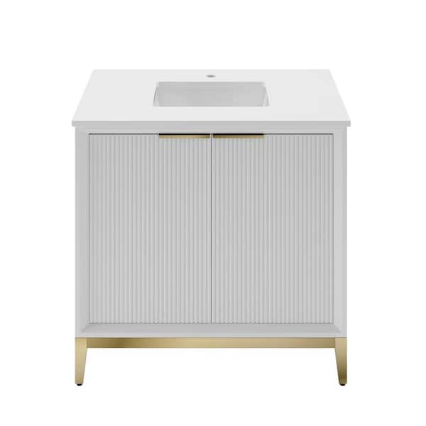 Fresca Wellington 36 in. Single Sink Freestanding White Bath Vanity with White Quartz Top and White Ceramic Sink