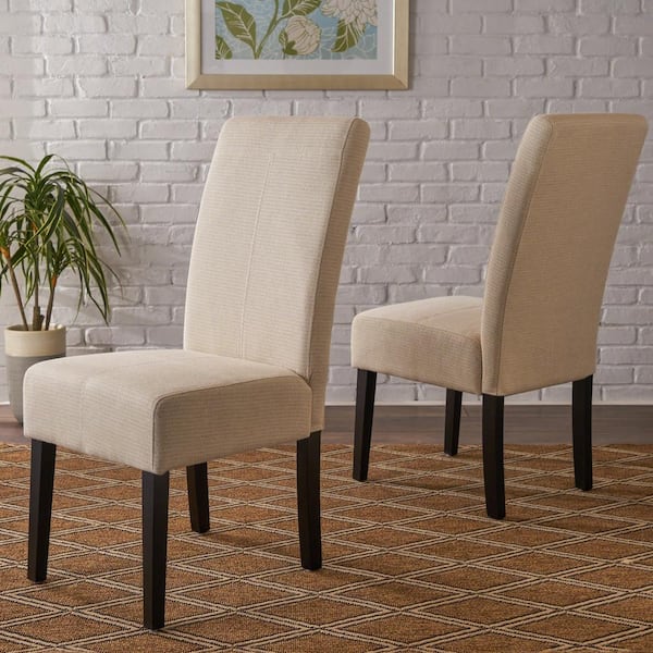 Pertica Beige Fabric T-Stitch Dining Chairs (Set of 2)