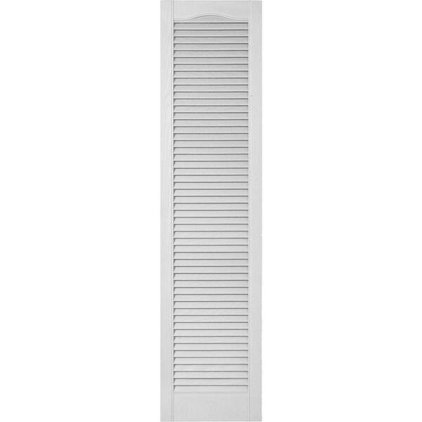 Ekena Millwork 18 in. x 24 in. Lifetime Vinyl Custom Cathedral Top All Open Louvered Shutters Pair White
