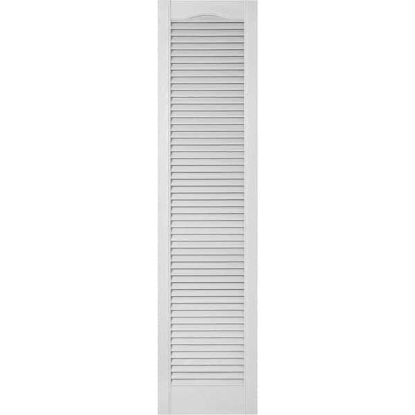 Ekena Millwork 18 in. x 80 in. Lifetime Vinyl Custom Cathedral Top All Louvered Open Louvered Shutters Pair White