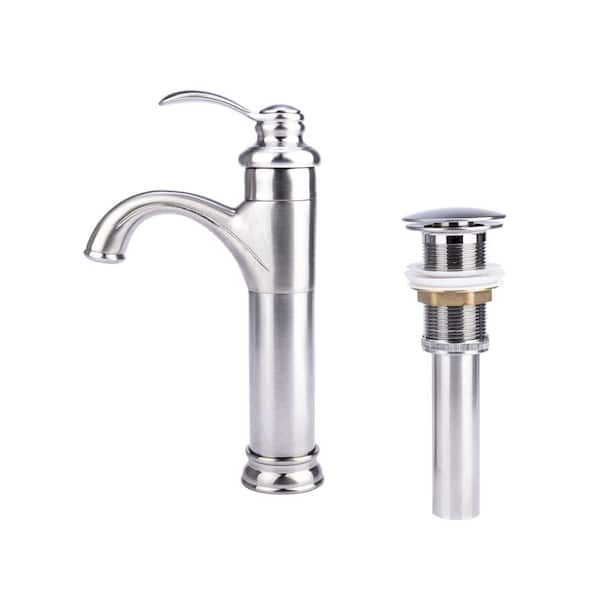 Fontaine by Italia Transitional Single Hole Single-Handle Vessel Bathroom Faucet with Drain in Brushed Nickel