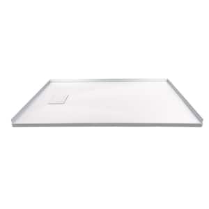 Zero Threshold 63 in. L x 35.5 in. W Customizable Threshold Alcove Shower Pan Base with End Drain in White