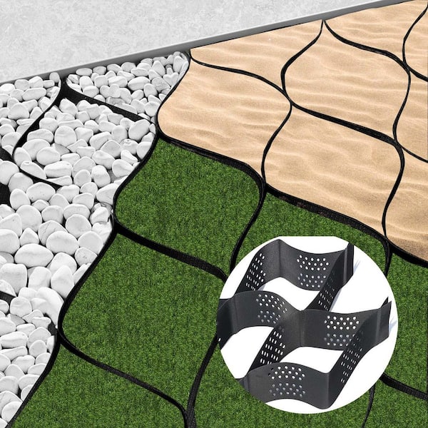 Wellco 10 ft. x 16.5 ft. x 4 in. Plastic Ground Geo Grid Driveway Ground Pavers Geocell Gentle Slope Greening