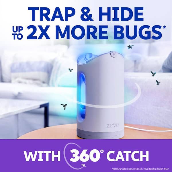 Zevo Flying Insect Trap - Piège à Mouches + 3 Cartouches Recharge - Sans Produits Chimiques