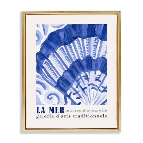 Stupell Industries Nautical Shell Gallery Show by June Erica Vess Gold Floater Frame Coastal Graphic Art Print 21 in. x 17 in.