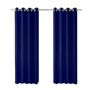 50" W x 96"L Outdoor Curtains Front Porch Curtain Grommet for Porch Balcony Pergola Gazebo，Dark Blue