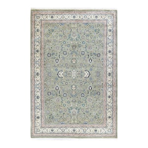 Mogul, One of a Kind Traditional Pistachio 6 ft. 2 in. x 9 ft. 3 in. Floral Area Rug