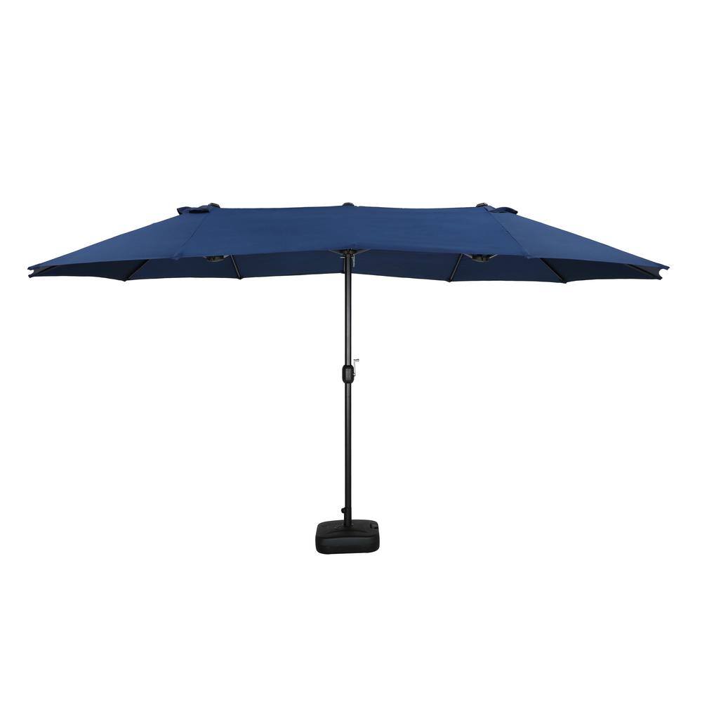 TOP HOME SPACE 15 ft. x 9 ft. Steel Market Doublesided Patio Umbrella in Blue TP25918 The