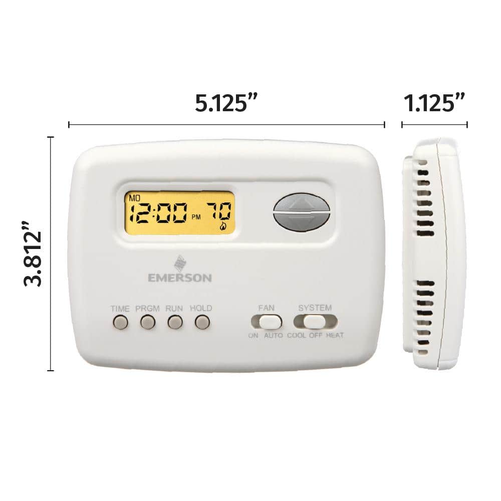 White Programmable Digital Thermostat with Backlit Display