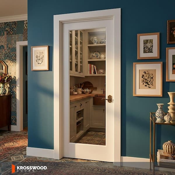 Krosswood Doors 32 in. x 80 in. 1-Lite Clear Solid Hybrid Core MDF