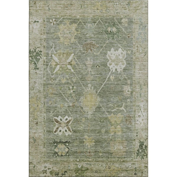Mayfield Premium Machine Washable Abstract AMF2025 Sage 8 ft. x 10 ft. Area Rug