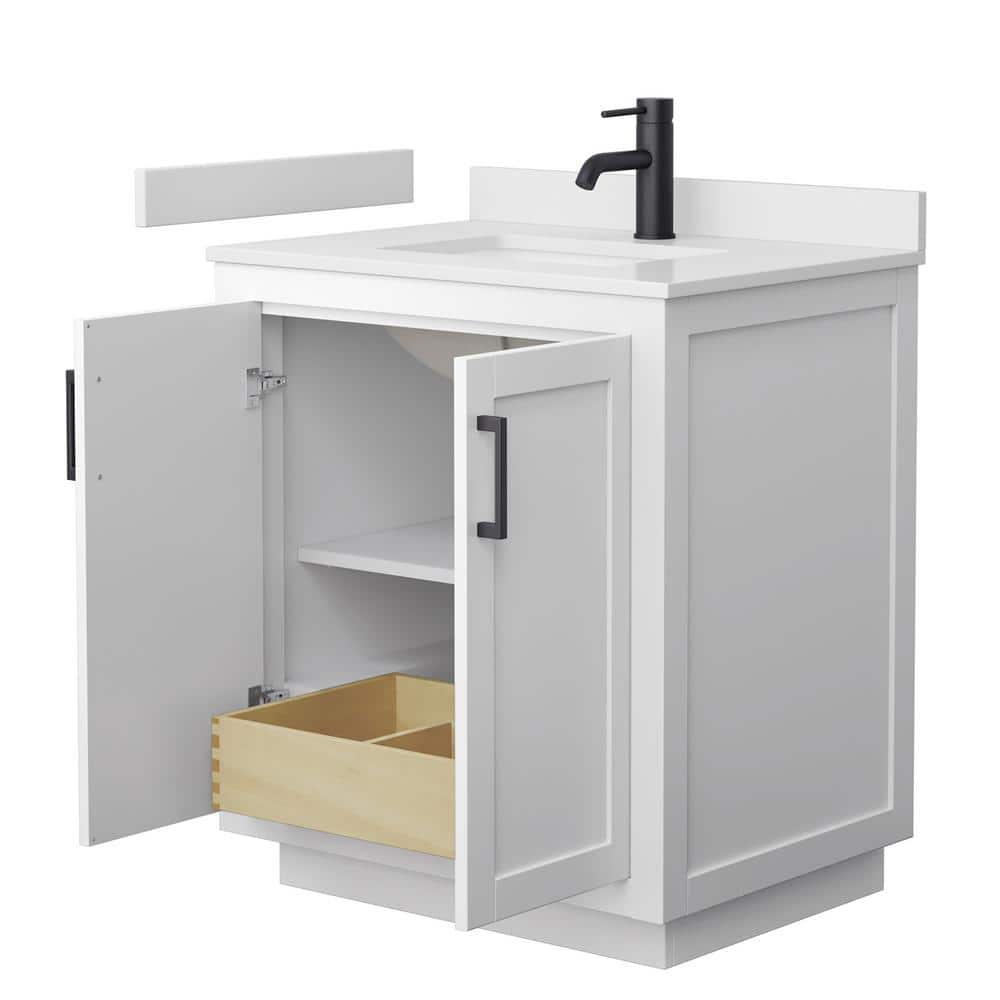 Miranda 30" White Freestanding Bathroom Vanity with Cultured Marble Top