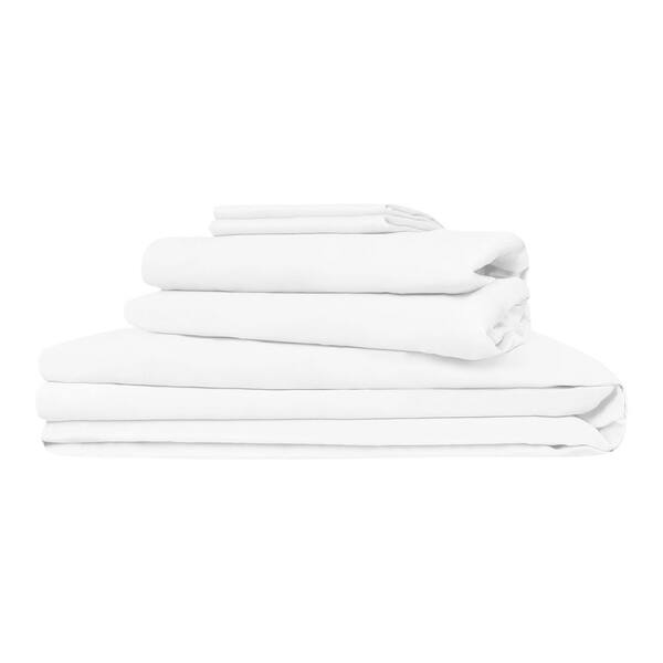Delara Delara 7-Piece 100% Viscose Derived from Bamboo White Sheet Bundle Set Queen, Soft, Breathable and Moisture-Wicking
