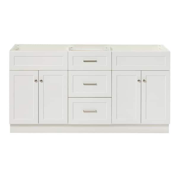 ARIEL Hamlet 66 in. W x 21.5 in. D x 34.5 in. H Double Bath Vanity Cabinet without Top in White