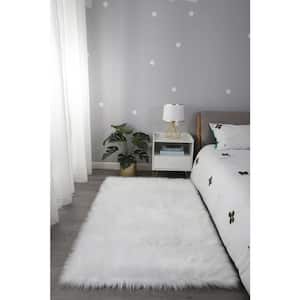 "Cozy Collection" 4x6 Ultra Soft White Fluffy Faux Fur Sheepskin Area Rug