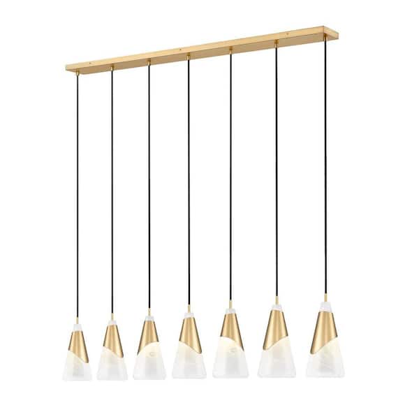 Aimie 7-Light Modern Gold Chandelier for Indoor Use with No Bulbs Included