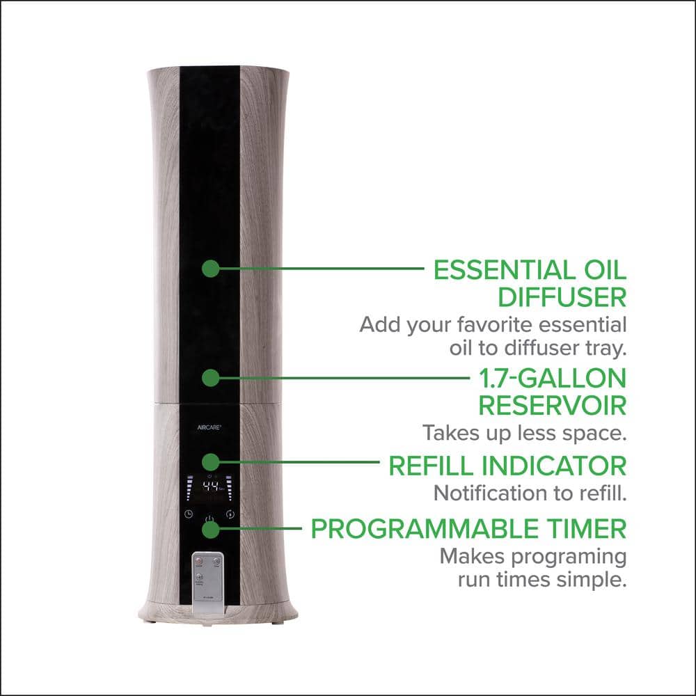 Tall Ultrasonic Cool Mist Humidifier with Driftwood Finish