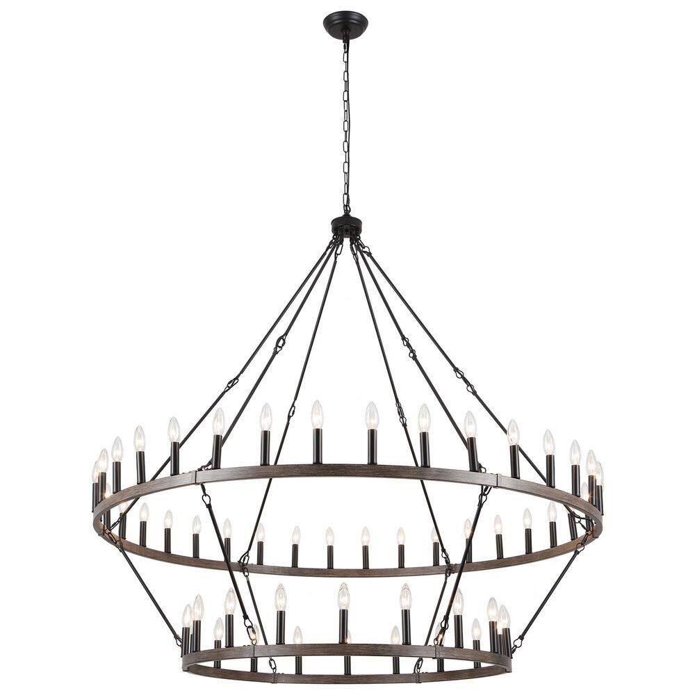 54 Light Matte Black and Wood Grian Faux Two-Tier Wagon Wheel Chandelier Grand Farmhouse Round Pendant Light Fxiture price history on PriceWatchPro