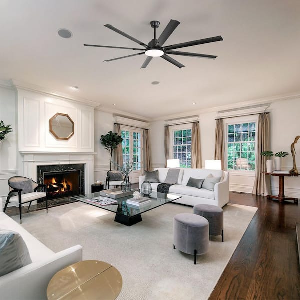 72 in. Modern Indoor/Outdoor Matte Black 6 Speeds Standard Ceiling Fan with 3 Color Temperature and Remote
