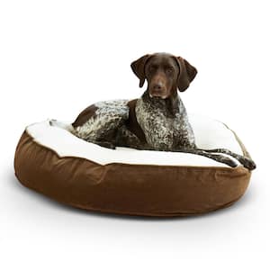 Scout Deluxe Round Medium Latte Sherpa Dog Bed