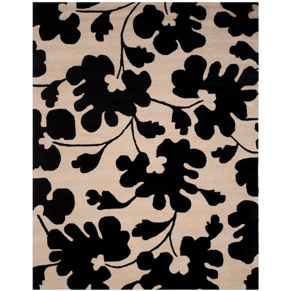 Soho 10 ft. x 14 ft. Beige/Black Floral Area Rug