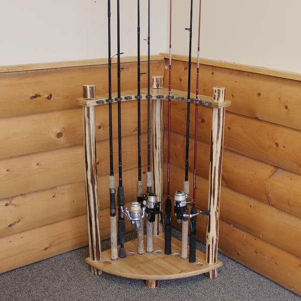 Rush Creek Creations Fishing Rod/Pole Holder Corner Storage Rack